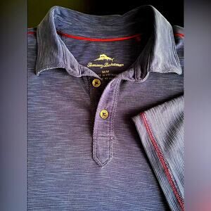 TOMMY BAHAMA Blue w/Red Stitch Accent Knit Polo Mens sz M